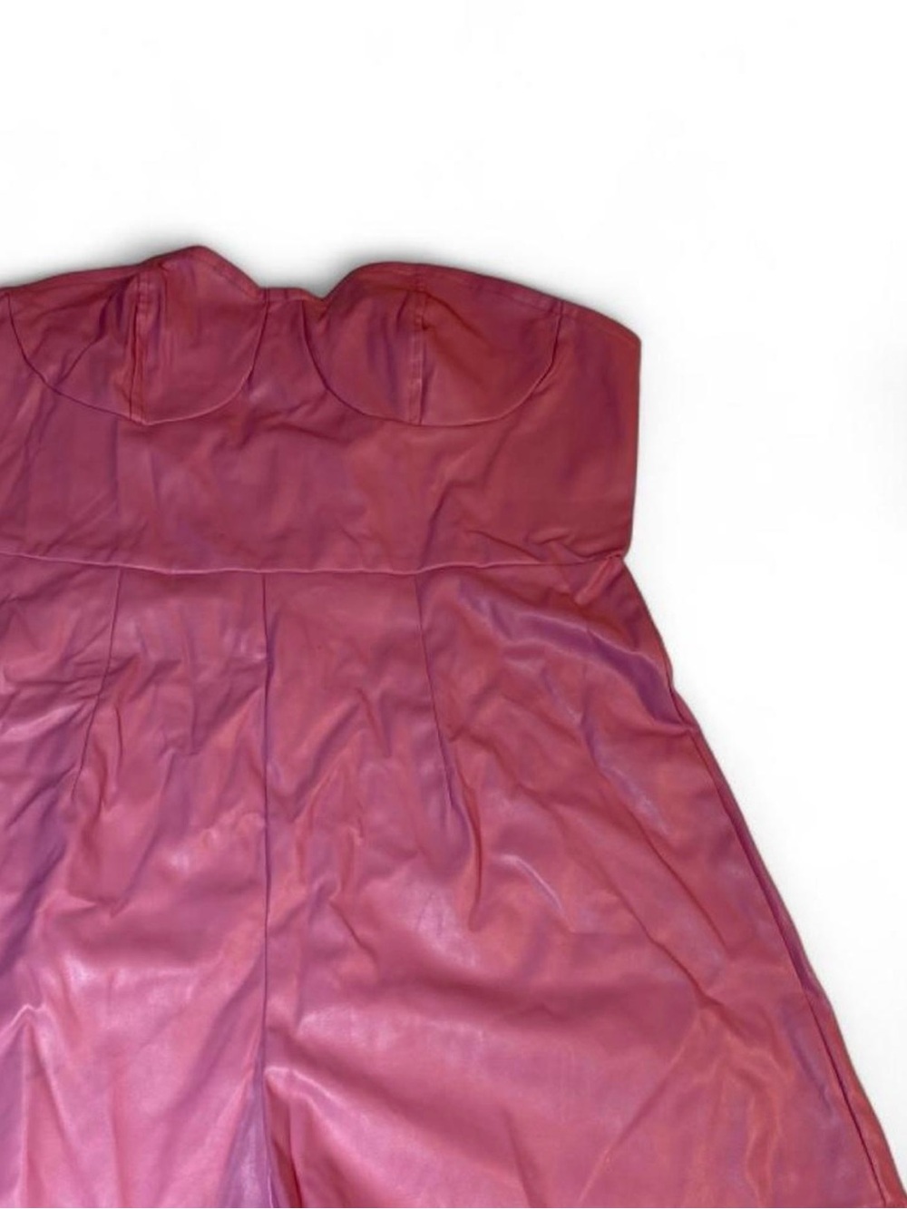 Strapless Faux Leather Dress in Berry Pink